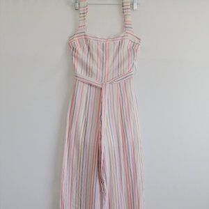 Mi Ami Francescas Womens Pink Multi Striped Pantsuit Jumpsuit Romper S New